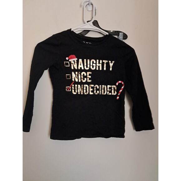 Place Childs Size M 7/8 Black Naughty Nice Long Sleeve Shirt - Picture 1 of 5